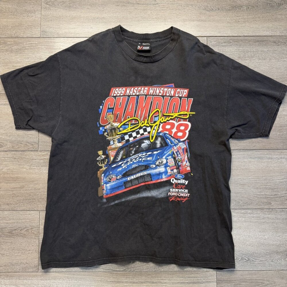 Vtg. NASCAR Racing T-Shirt Dale Jarrett 1999 Winston Cup Champion Yates Ford XL